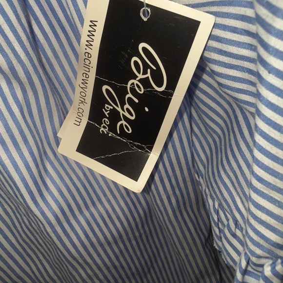 Beige by Eci Blue and White Striped Off-Shoulder Dress - Picture 3 of 3